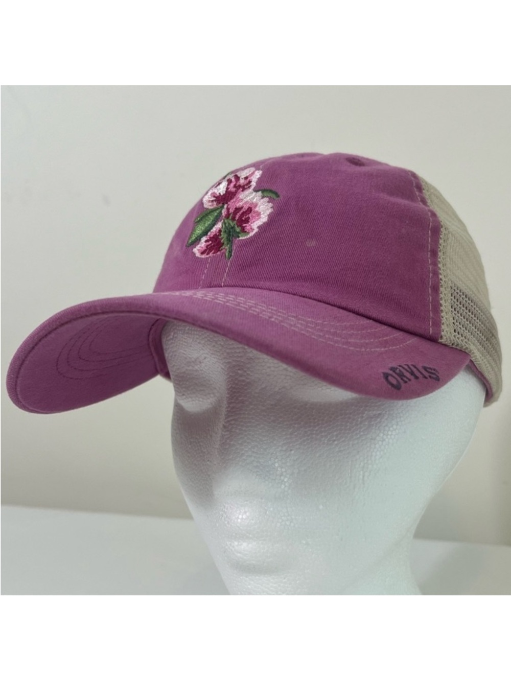 ORVIS flower trucker cap purple embroidery mesh back